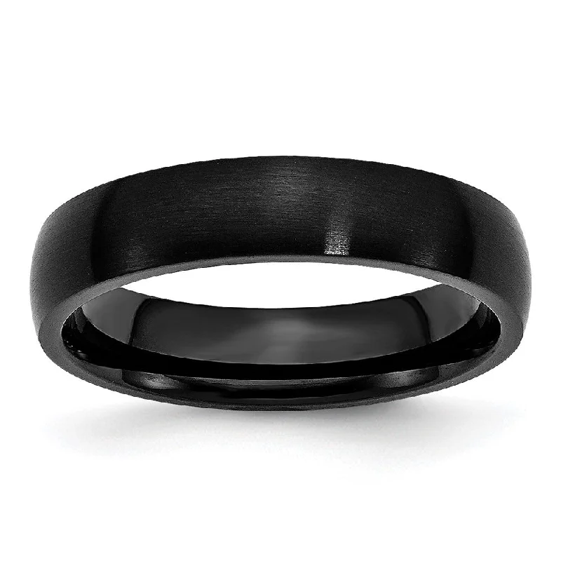 Premium Jewelry At Special Low Prices For A Limited Time 5mm Black Plated Stainless Steel Brushed Domed Band Premium Jewelry At Special Low Prices For A Limited Time 5mm Black Plated Stainless Steel Brushed Domed Band