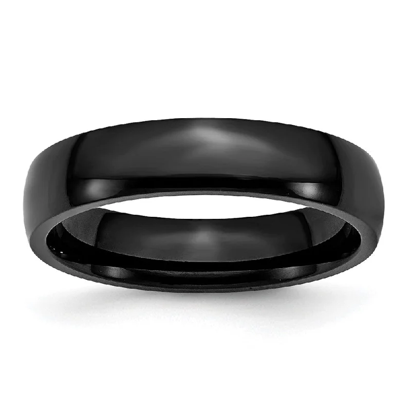 Discounted Luxury Jewelry – Shine Without The Splurge 5mm Black Plated Stainless Steel Polished Domed Band