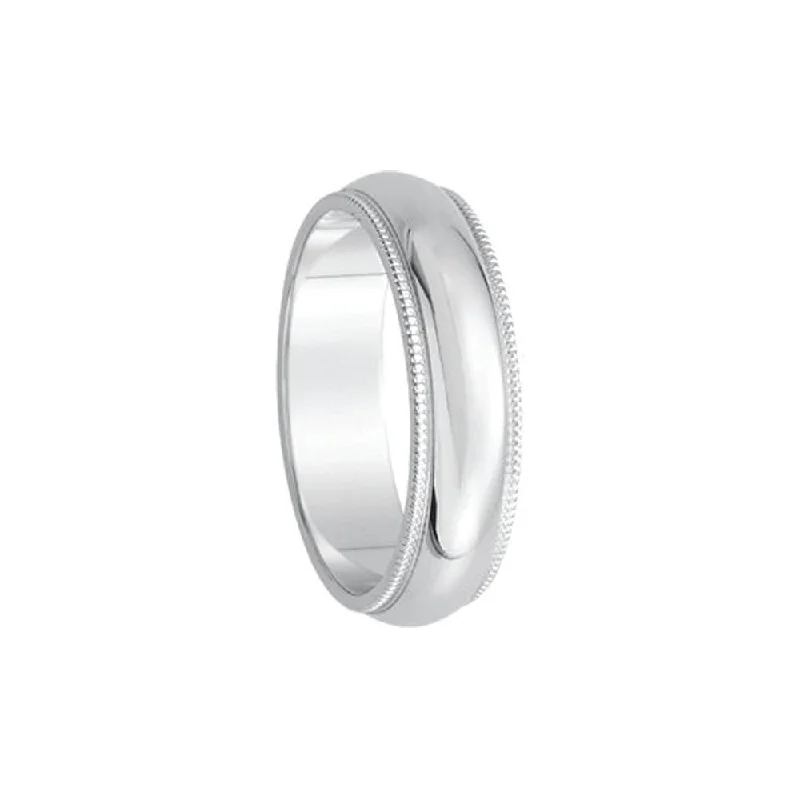 Special Deals On Handcrafted And Designer Jewelry 5mm Milgrain Edge Domed Band in 14k White Gold Special Deals On Handcrafted And Designer Jewelry 5mm Milgrain Edge Domed Band in 14k White Gold