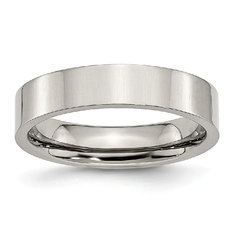 Shop Dazzling Jewelry At The Best Prices 5mm Polished Stainless Steel Flat Comfort Fit Wedding Band Shop Dazzling Jewelry At The Best Prices 5mm Polished Stainless Steel Flat Comfort Fit Wedding Band