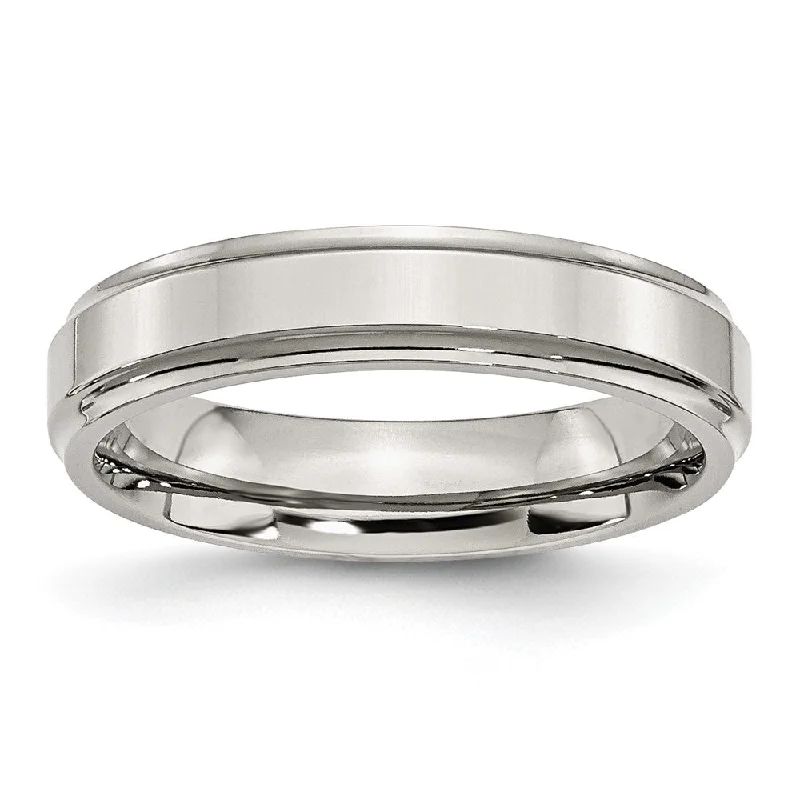 Bestselling Jewelry At Special Promotional Rates 5mm Stainless Steel Polished Ridged Edge Standard Fit Band Bestselling Jewelry At Special Promotional Rates 5mm Stainless Steel Polished Ridged Edge Standard Fit Band