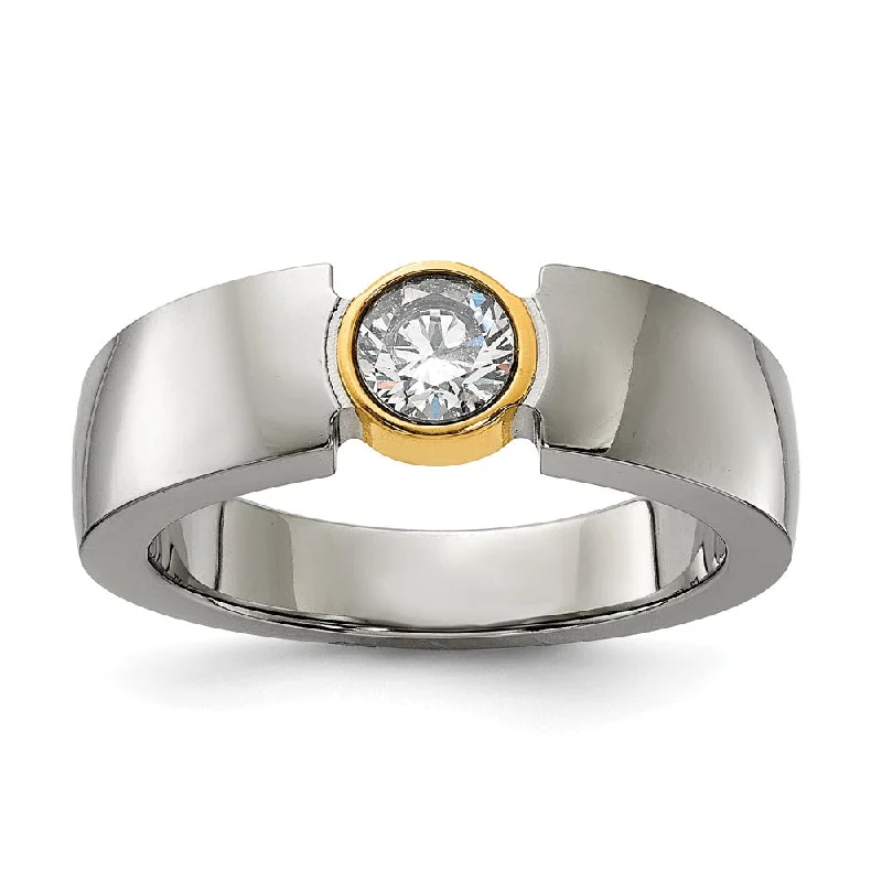 Personalized Jewelry Sale – Meaningful Gifts At Great Prices 6.5mm Titanium, Gold Tone Plated & CZ Tapered Fit Ring Personalized Jewelry Sale – Meaningful Gifts At Great Prices 6.5mm Titanium, Gold Tone Plated & CZ Tapered Fit Ring