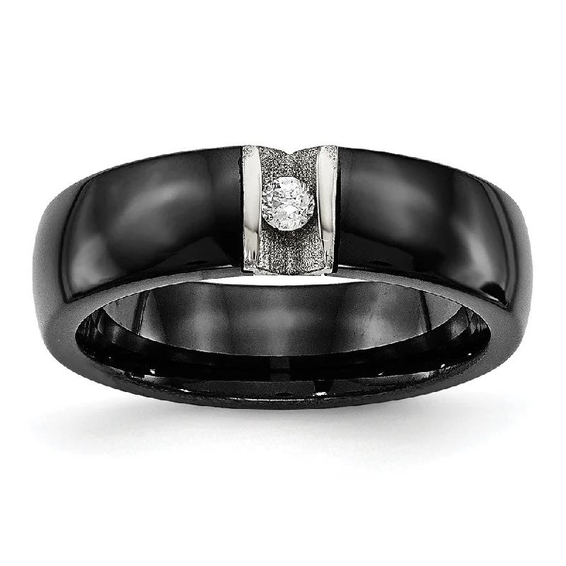 Stunning Jewelry At A Fraction Of The Price 6mm Black Ceramic, Stainless Steel & CZ Standard Fit Band Stunning Jewelry At A Fraction Of The Price 6mm Black Ceramic, Stainless Steel & CZ Standard Fit Band