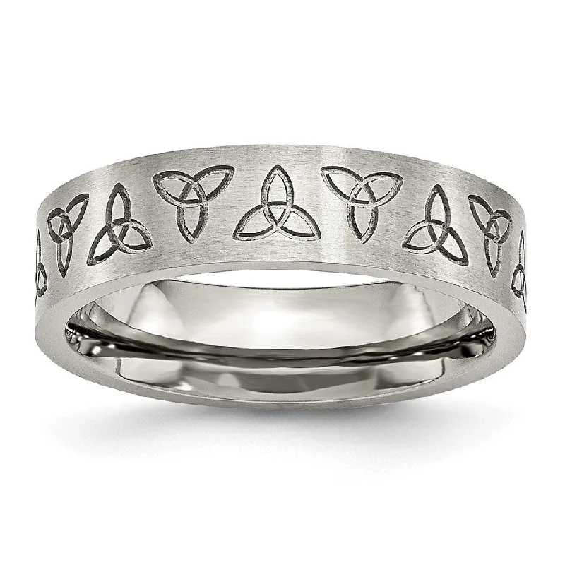 Bestselling Jewelry At Special Promotional Rates 6mm Stainless Steel Brushed Trinity Symbol Standard Fit Band Bestselling Jewelry At Special Promotional Rates 6mm Stainless Steel Brushed Trinity Symbol Standard Fit Band