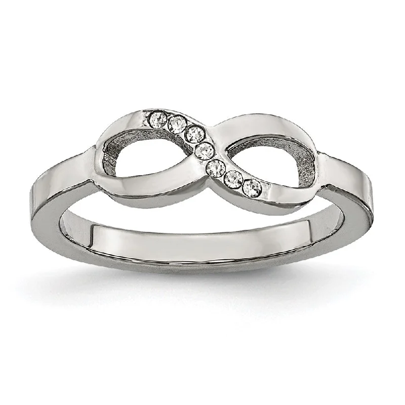 Limited-Stock Jewelry Sale – Once It's Gone, It's Gone 6mm Stainless Steel & CZ Polished Infinity Symbol Ring