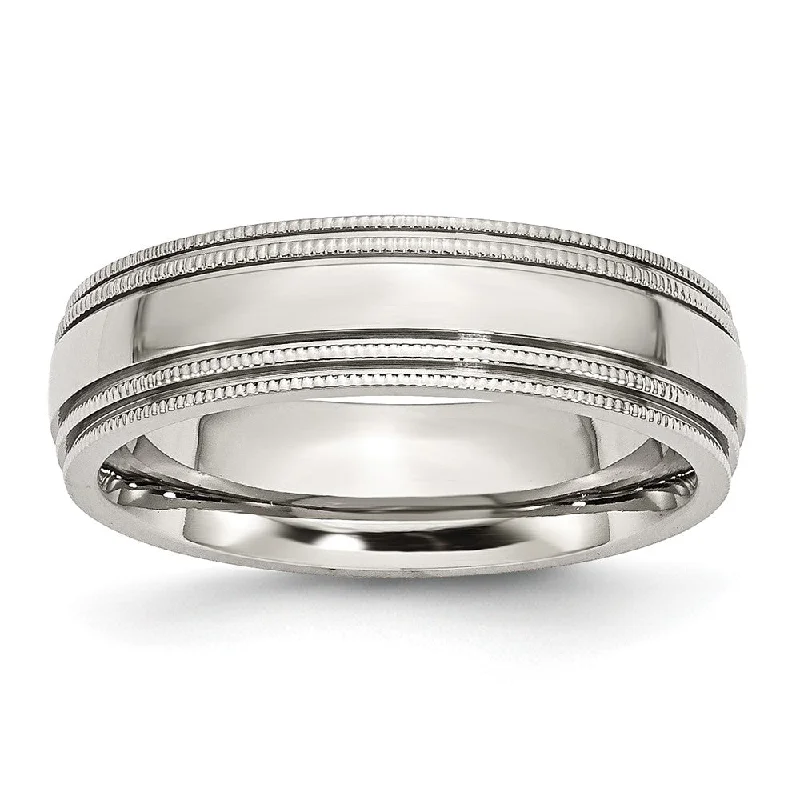 Handcrafted Jewelry Sale – Unique Designs At Low Prices 6mm Stainless Steel Double Grooved & Beaded Edge Standard Fit Band