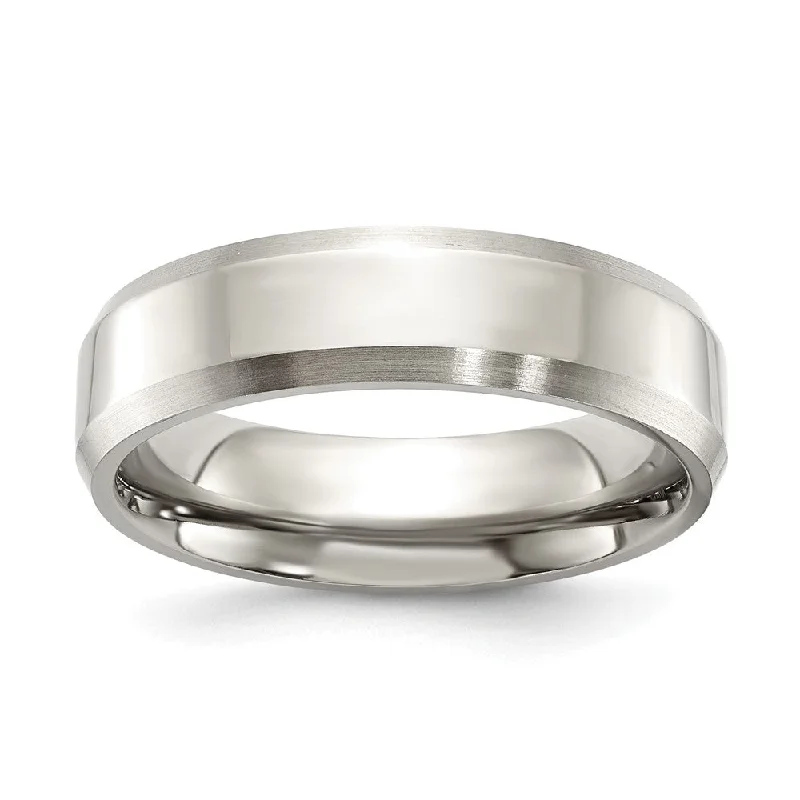 Exclusive Gemstone Jewelry At Special Prices 6mm Titanium Polished & Brushed Beveled Edge Comfort Fit Band Exclusive Gemstone Jewelry At Special Prices 6mm Titanium Polished & Brushed Beveled Edge Comfort Fit Band