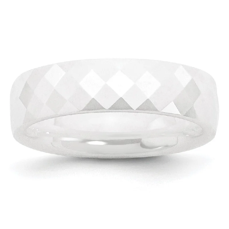 Luxury Meets Affordability – Jewelry Sale Now Live 6mm White Ceramic Faceted Standard Fit Band Luxury Meets Affordability – Jewelry Sale Now Live 6mm White Ceramic Faceted Standard Fit Band
