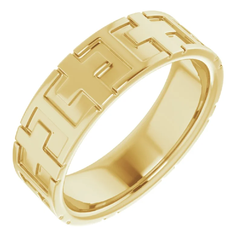 Fine Jewelry, Limited-Time Offers Available 7mm 14K Yellow Gold Polished Cross Comfort Fit Band Fine Jewelry, Limited-Time Offers Available 7mm 14K Yellow Gold Polished Cross Comfort Fit Band