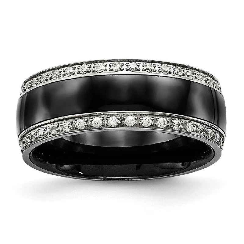 Sparkle More For Less – Jewelry Sale Happening Now 8mm Stainless Steel, Black Ceramic & CZ Standard Fit Band Sparkle More For Less – Jewelry Sale Happening Now 8mm Stainless Steel, Black Ceramic & CZ Standard Fit Band