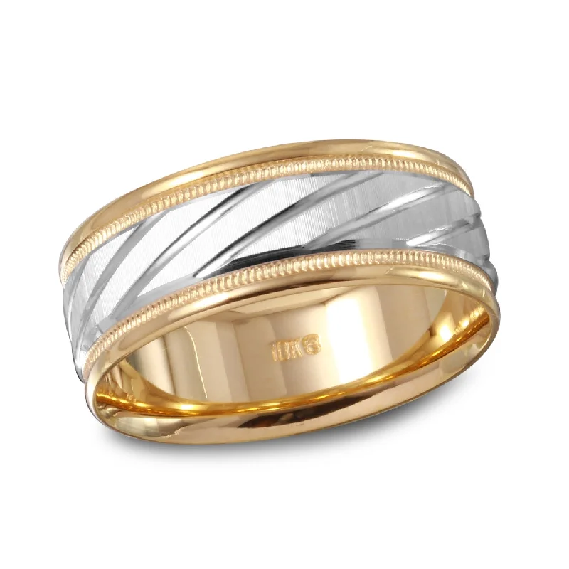 Seasonal Jewelry Deals – Elevate Your Style 8MM Wedding Ring in 10KT White and Yellow Gold. Size 10 Seasonal Jewelry Deals – Elevate Your Style 8MM Wedding Ring in 10KT White and Yellow Gold. Size 10