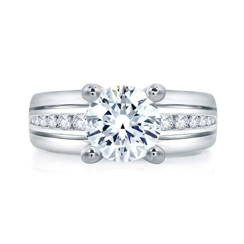 Flash Sale On Stunning Jewelry – Don't Miss Out A.Jaffe Classic Wide Channel Set Round Center Diamond Engagement Ring RMS006/199 Flash Sale On Stunning Jewelry – Don't Miss Out A.Jaffe Classic Wide Channel Set Round Center Diamond Engagement Ring RMS006/199