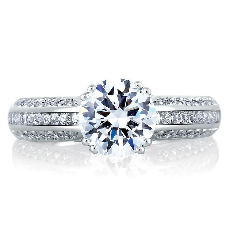 Affordable Luxury Jewelry For Every Occasion A.Jaffe Classic Wrapped Diamond Three Row Cathedral Engagement Ring MES235/74 Affordable Luxury Jewelry For Every Occasion A.Jaffe Classic Wrapped Diamond Three Row Cathedral Engagement Ring MES235/74