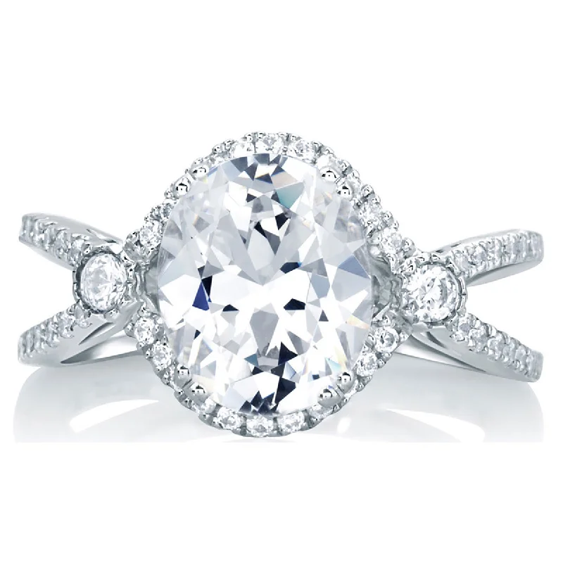 Unique Jewelry For Less – Shop The Sale Now A.Jaffe Deco Double Shank Bubble Prong Engagement Ring with Oval Center Diamond MES648/134 Unique Jewelry For Less – Shop The Sale Now A.Jaffe Deco Double Shank Bubble Prong Engagement Ring with Oval Center Diamond MES648/134