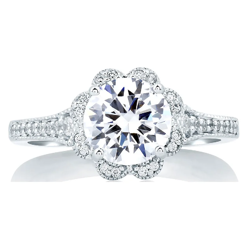 Must-Have Jewelry Pieces At Reduced Prices A.Jaffe Deco Floral Diamond Halo Engagement Ring MES645/82 Must-Have Jewelry Pieces At Reduced Prices A.Jaffe Deco Floral Diamond Halo Engagement Ring MES645/82