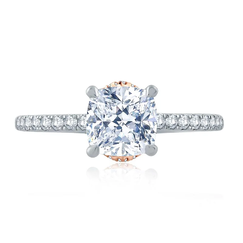 The Perfect Jewelry Piece At The Perfect Price A.Jaffe Cushion Center with Diamond Belted Gallery Detail Quilted Engagement Ring ME2171Q/179 The Perfect Jewelry Piece At The Perfect Price A.Jaffe Cushion Center with Diamond Belted Gallery Detail Quilted Engagement Ring ME2171Q/179