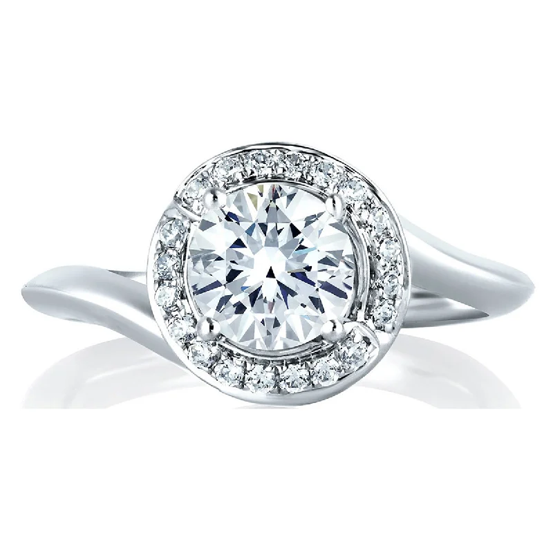 Big Savings On Your Favorite Jewelry Pieces A.Jaffe Diamond Swirl Halo Solitaire Engagement Ring MES374/63 Big Savings On Your Favorite Jewelry Pieces A.Jaffe Diamond Swirl Halo Solitaire Engagement Ring MES374/63