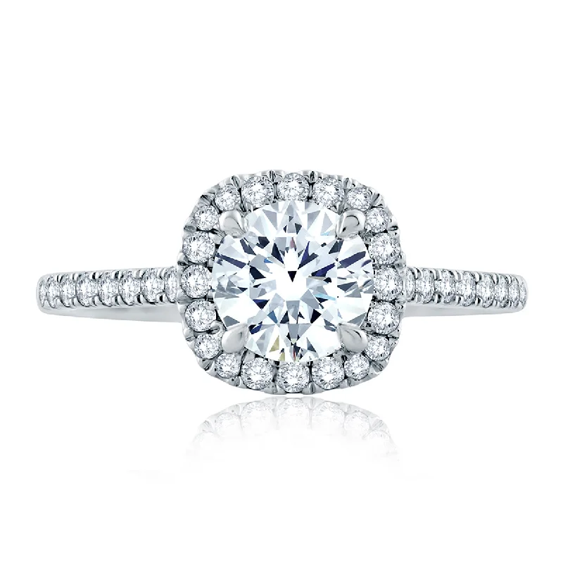 Sparkle More For Less – Jewelry Sale Happening Now A.Jaffe Cushion Shaped Halo with Intricate Milgrain Accent Gallery Diamond Detail Engagement Ring ME2186Q/142 Sparkle More For Less – Jewelry Sale Happening Now A.Jaffe Cushion Shaped Halo with Intricate Milgrain Accent Gallery Diamond Detail Engagement Ring ME2186Q/142