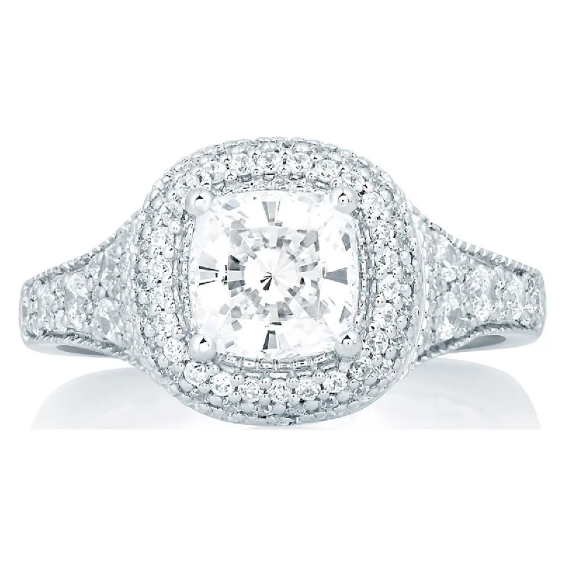 Timeless Elegance, Temporary Discounts – Act Fast A.Jaffe Deco Halo with Cushion Cut Center Diamond Engagement Ring MES641/212 Timeless Elegance, Temporary Discounts – Act Fast A.Jaffe Deco Halo with Cushion Cut Center Diamond Engagement Ring MES641/212