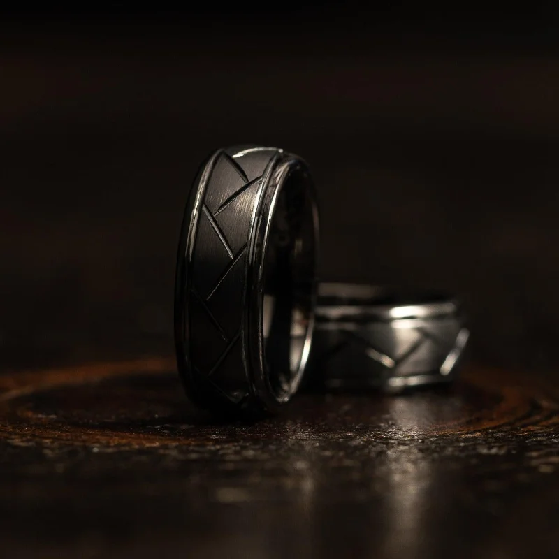 The Biggest Jewelry Sale Of The Year Is Here "Aries" Black Tungsten Carbide Ring- Domed with Cut- 8mm The Biggest Jewelry Sale Of The Year Is Here "Aries" Black Tungsten Carbide Ring- Domed with Cut- 8mm