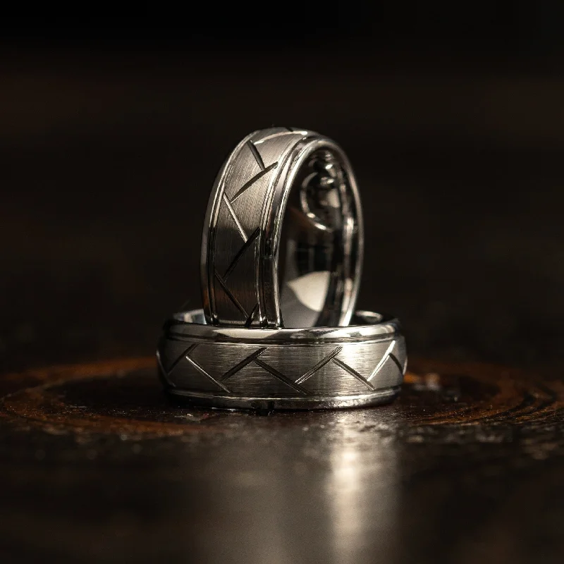 Exclusive Gemstone Jewelry Markdowns – Shop Now "Aries" Silver Tungsten Carbide Ring- Domed with Cut- 8mm Exclusive Gemstone Jewelry Markdowns – Shop Now "Aries" Silver Tungsten Carbide Ring- Domed with Cut- 8mm