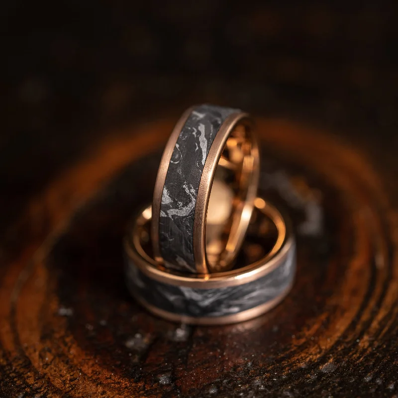 Unmissable Jewelry Sale – Shop Before It's Too Late "Athena" Forged Carbon Fiber/Brushed Rose Gold Tungsten Ring Unmissable Jewelry Sale – Shop Before It's Too Late "Athena" Forged Carbon Fiber/Brushed Rose Gold Tungsten Ring
