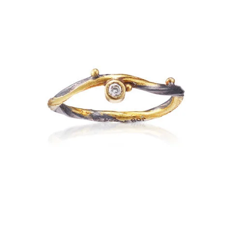 Affordable Gold-Plated Jewelry For Modern Fashion Seafire Gold & Silver Ring w. Diamond, 0.04 ct Affordable Gold-Plated Jewelry For Modern Fashion Seafire Gold & Silver Ring w. Diamond, 0.04 ct