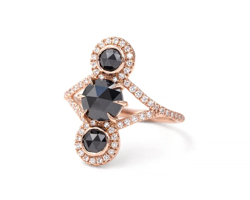 Dainty Floral Jewelry For Feminine Elegance Black Diamond Triple Equilibrium Ring (Ready to Ship) Dainty Floral Jewelry For Feminine Elegance Black Diamond Triple Equilibrium Ring (Ready to Ship)