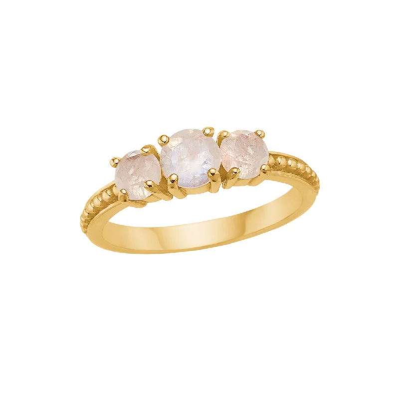 Versatile Layering Jewelry For Effortless Chic 18K Gold Plated Ring w. Moonstones