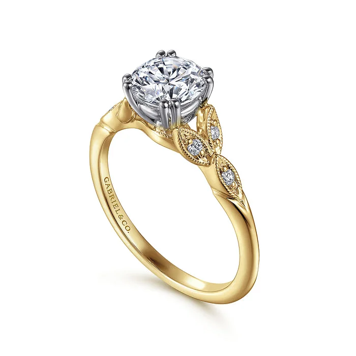 Don't Miss Out – Shop Elegant Jewelry For Less Celia - 14K White-Yellow Gold Round Diamond Engagement Ring (setting only) Don't Miss Out – Shop Elegant Jewelry For Less Celia - 14K White-Yellow Gold Round Diamond Engagement Ring (setting only)