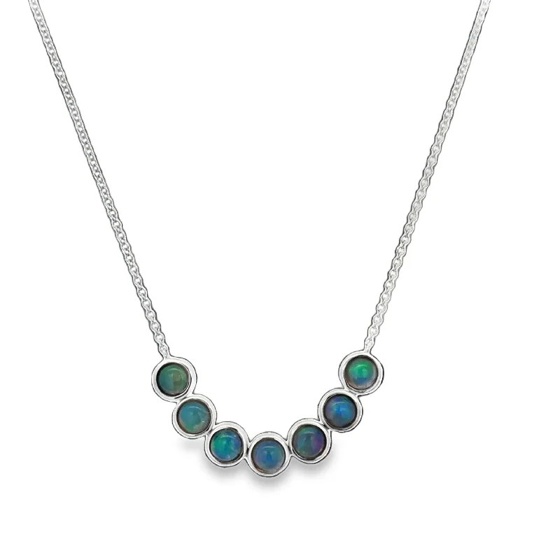 Trendy And Classic Jewelry Now At Reduced Prices Curved Bezel Set Opal Necklace in White Gold Trendy And Classic Jewelry Now At Reduced Prices Curved Bezel Set Opal Necklace in White Gold