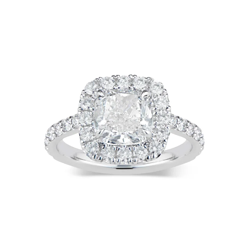 Clearance Sale On High-End Jewelry Collections Cushion Halo Diamond Classic Engagement Ring