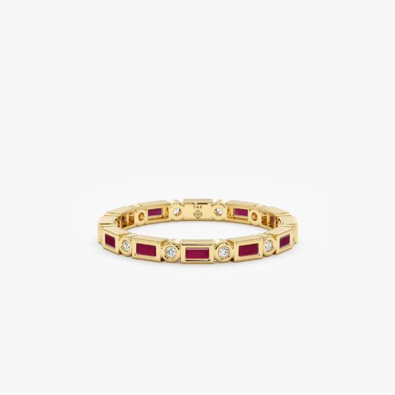 The Perfect Jewelry Piece At The Perfect Discount Diamond and Baguette Ruby Eternity Ring, Tamia The Perfect Jewelry Piece At The Perfect Discount Diamond and Baguette Ruby Eternity Ring, Tamia