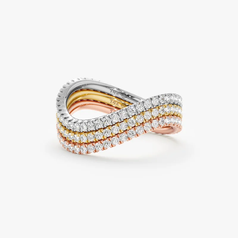 Handmade Pearl Jewelry For Timeless Elegance Diamond Wave Eternity Ring, Charmaine Handmade Pearl Jewelry For Timeless Elegance Diamond Wave Eternity Ring, Charmaine