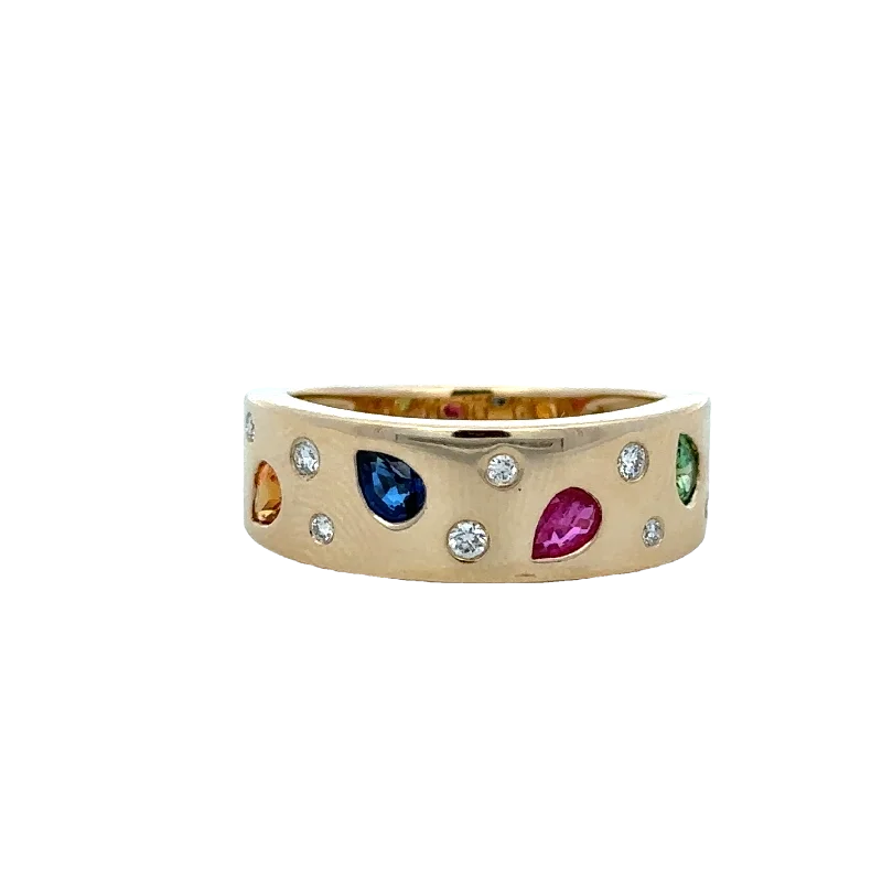 Dazzling Deals On Necklaces, Bracelets, And More Flush Set Diamond and Gemstone Band in Yellow Gold Dazzling Deals On Necklaces, Bracelets, And More Flush Set Diamond and Gemstone Band in Yellow Gold