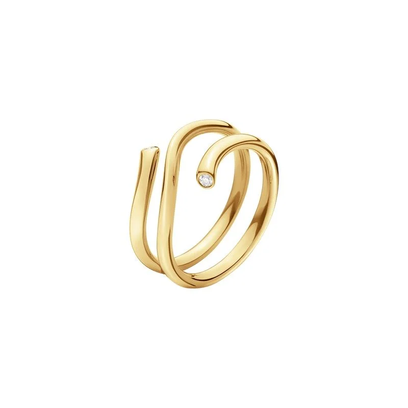 Versatile Layering Jewelry For Effortless Chic Magic 18K Gold Ring w. 2 Diamonds