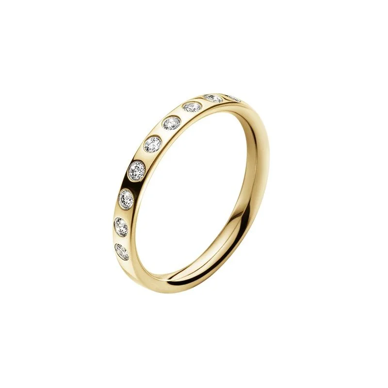 Elegant Rose Gold Jewelry For A Stylish Touch Magic 18K Gold Ring w. 9 Diamonds