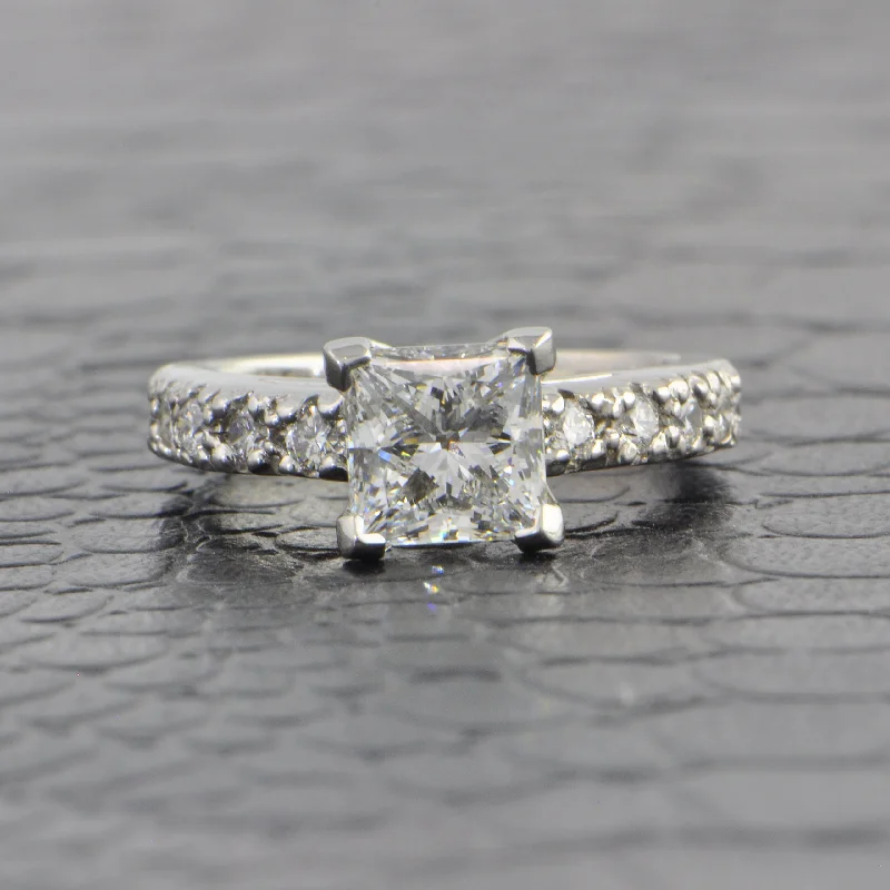 Fashion-Forward Geometric Jewelry For Contemporary Style GIA 1.51 ct. G-SI1 Princess Cut Diamond Engagement Ring in Platinum Fashion-Forward Geometric Jewelry For Contemporary Style GIA 1.51 ct. G-SI1 Princess Cut Diamond Engagement Ring in Platinum