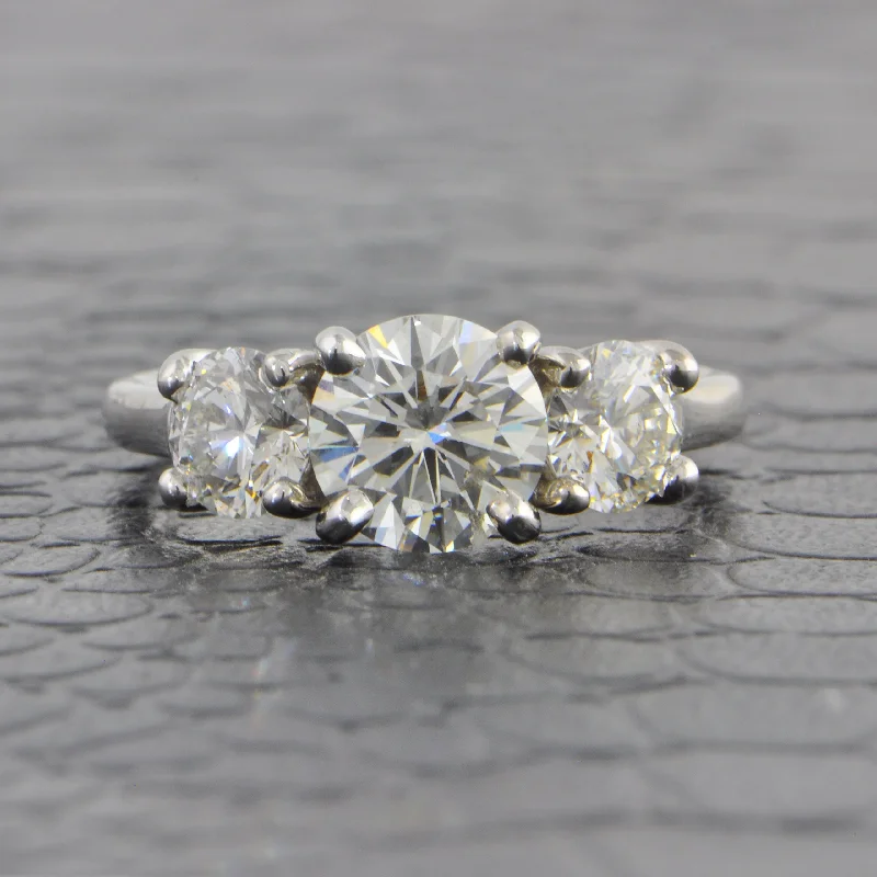 Chic And Stylish Jewelry At Discounted Prices GIA 2.47 CTW Three Stone Diamond Engagement Ring in White Gold Chic And Stylish Jewelry At Discounted Prices GIA 2.47 CTW Three Stone Diamond Engagement Ring in White Gold