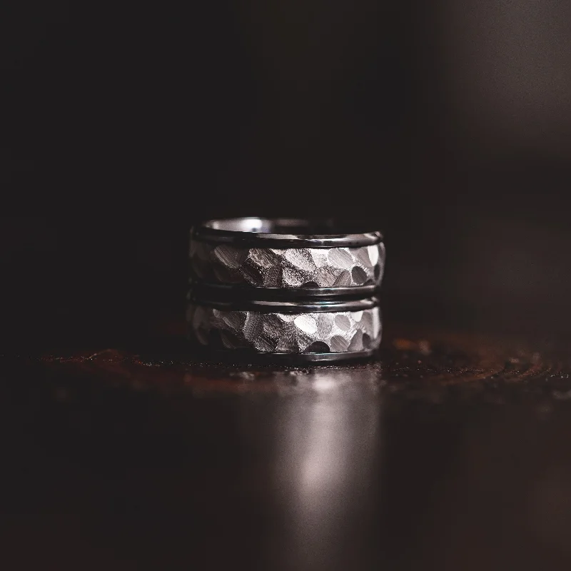 Handmade Pearl Jewelry For Timeless Elegance "Hades" Black Zirconium x Silver Tungsten- 8mm Handmade Pearl Jewelry For Timeless Elegance "Hades" Black Zirconium x Silver Tungsten- 8mm