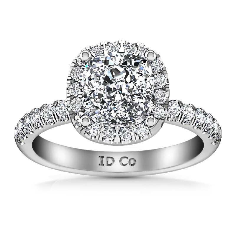 Affordable Gold-Plated Jewelry For Modern Fashion Halo Cushion Cut Engagement Ring Jessica 14K White Gold Affordable Gold-Plated Jewelry For Modern Fashion Halo Cushion Cut Engagement Ring Jessica 14K White Gold