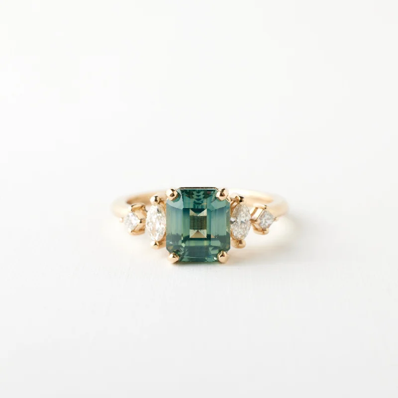Shop Dazzling Jewelry At The Best Prices Julia Ring - 2.73 Carat Minty Teal Emerald Cut Sapphire Shop Dazzling Jewelry At The Best Prices Julia Ring - 2.73 Carat Minty Teal Emerald Cut Sapphire