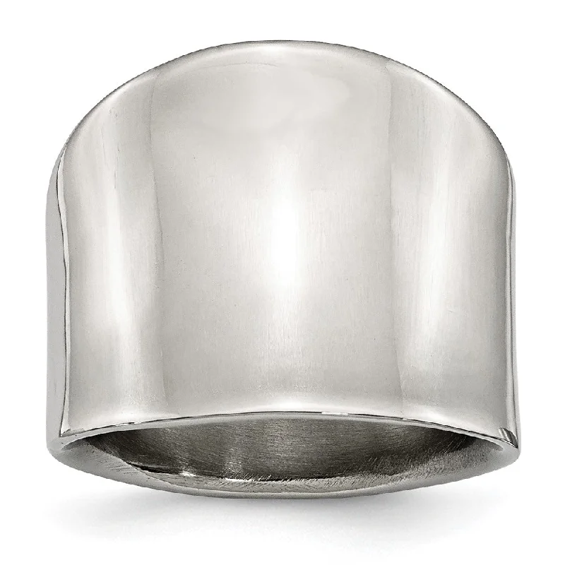 Don't Miss Our Biggest Jewelry Sale Of The Season Ladies 17mm Stainless Steel Polished Concaved Tapered Ring Don't Miss Our Biggest Jewelry Sale Of The Season Ladies 17mm Stainless Steel Polished Concaved Tapered Ring