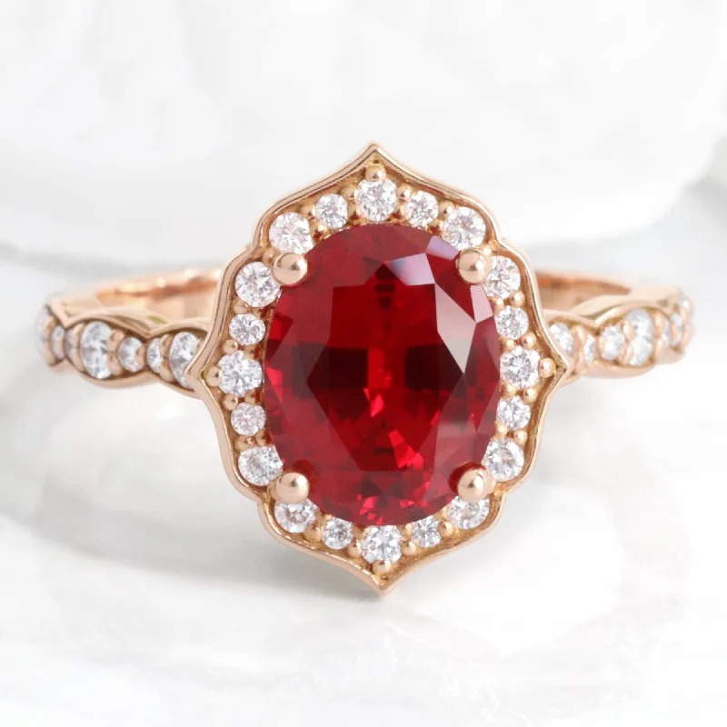 Final Call – Shop Exquisite Jewelry Before It's Gone Large Oval Ruby Diamond Ring in Vintage Floral Scalloped Band Final Call – Shop Exquisite Jewelry Before It's Gone Large Oval Ruby Diamond Ring in Vintage Floral Scalloped Band