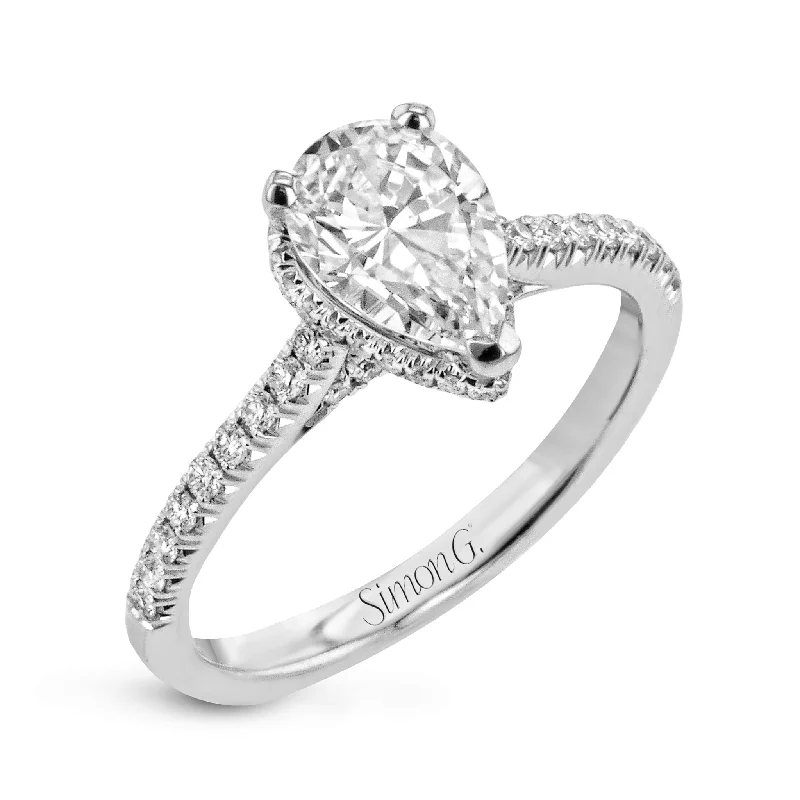 Chic, Trendy, And Affordable Jewelry Sale Pear-Cut Hidden Halo Engagement Ring In 18k Gold With Diamonds Chic, Trendy, And Affordable Jewelry Sale Pear-Cut Hidden Halo Engagement Ring In 18k Gold With Diamonds