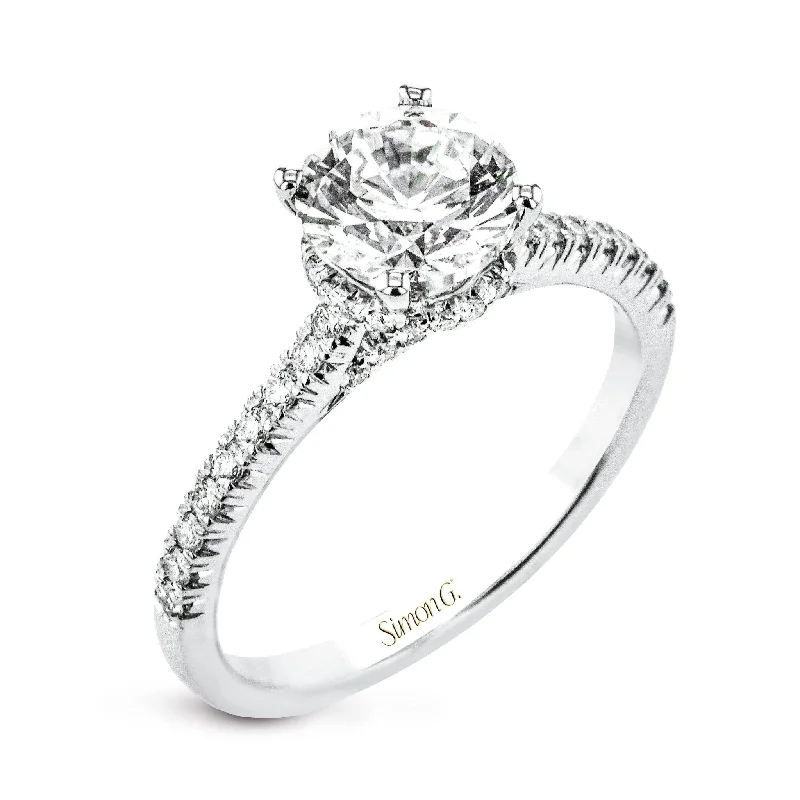 Chic, Trendy, And Affordable Jewelry Sale Round-Cut Hidden Halo Engagement Ring In 18k Gold With Diamonds Chic, Trendy, And Affordable Jewelry Sale Round-Cut Hidden Halo Engagement Ring In 18k Gold With Diamonds