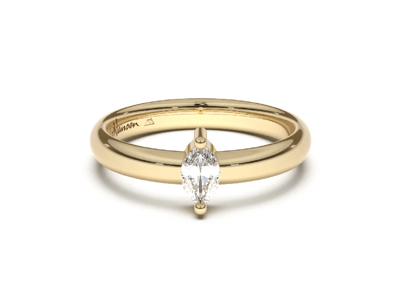 Affordable Glamour – Premium Jewelry For Less Marquise Classic Slim Engagement Ring, Yellow Gold Affordable Glamour – Premium Jewelry For Less Marquise Classic Slim Engagement Ring, Yellow Gold