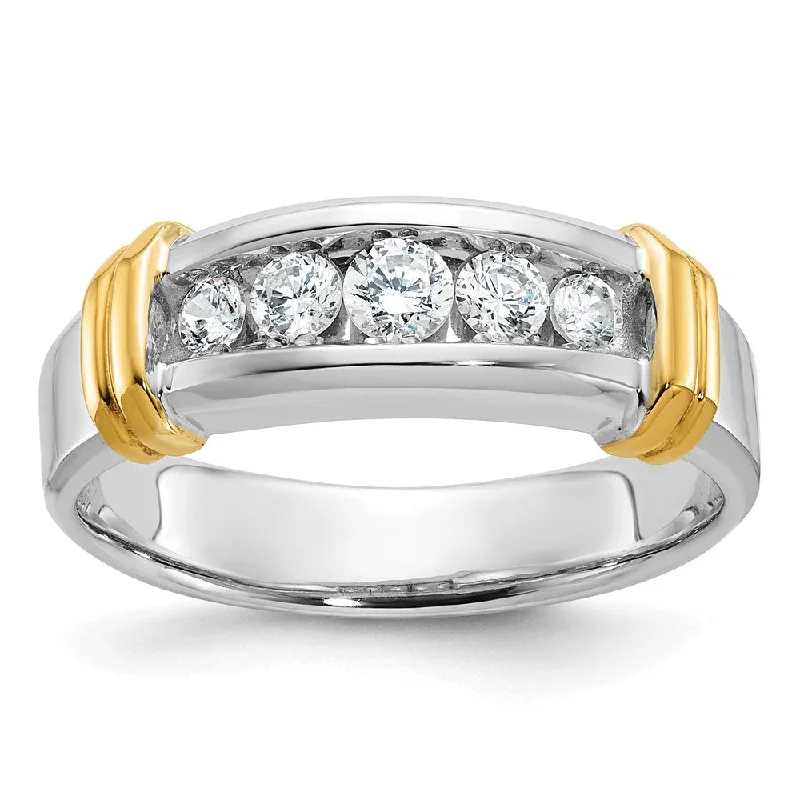 Exclusive Gemstone Jewelry Markdowns – Shop Now Men's 7.8mm 14K Two Tone Gold 5-Stone 1/2 Ctw Diamond Tapered Band Exclusive Gemstone Jewelry Markdowns – Shop Now Men's 7.8mm 14K Two Tone Gold 5-Stone 1/2 Ctw Diamond Tapered Band