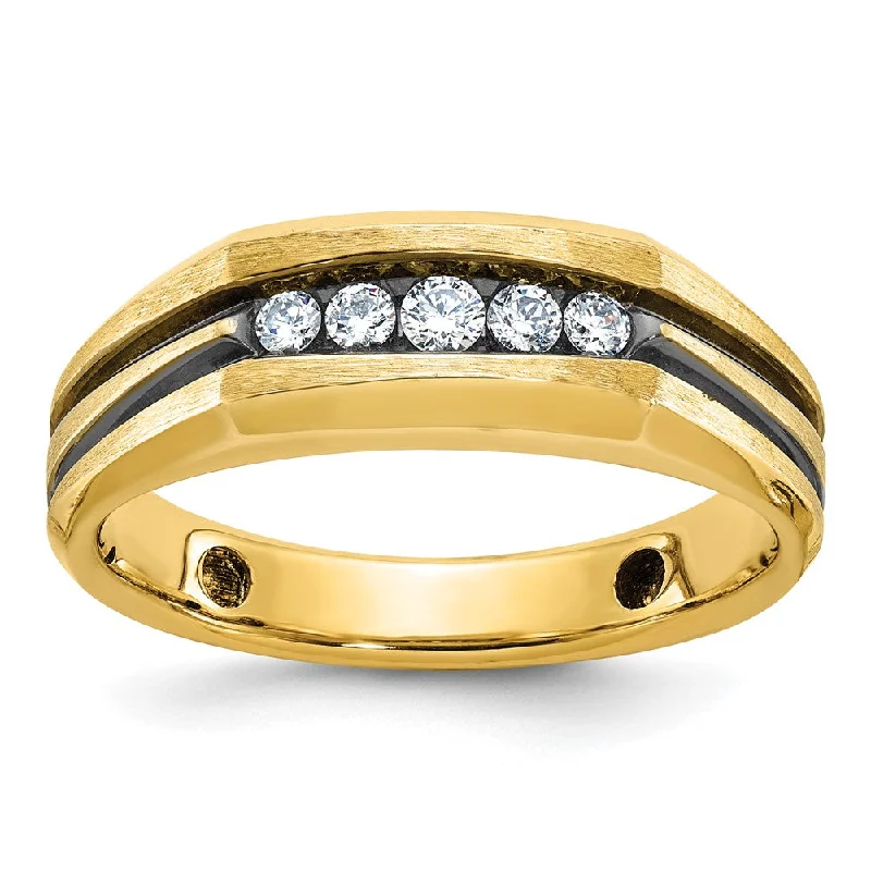 Shine In Style – Shop Jewelry Discounts Today Men's 7mm 10K Yellow Gold & Black Rhodium 1/4 Ctw Diamond Tapered Band Shine In Style – Shop Jewelry Discounts Today Men's 7mm 10K Yellow Gold & Black Rhodium 1/4 Ctw Diamond Tapered Band