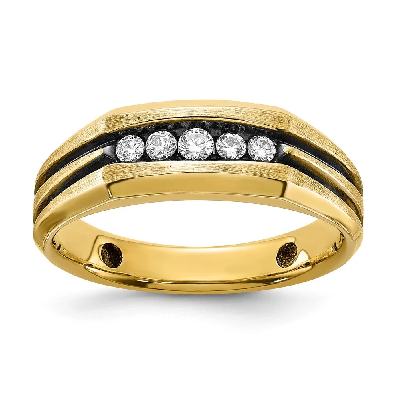 Stunning Jewelry Pieces At The Lowest Prices Ever Men's 7mm 14K Yellow Gold & Black Rhodium 1/4 Ctw Diamond Tapered Band Stunning Jewelry Pieces At The Lowest Prices Ever Men's 7mm 14K Yellow Gold & Black Rhodium 1/4 Ctw Diamond Tapered Band